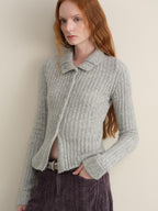someonesometimes Soft Wool Cotton Blend Slim Fit Side Slit Cropped Button Crewneck Womens Cardigans
