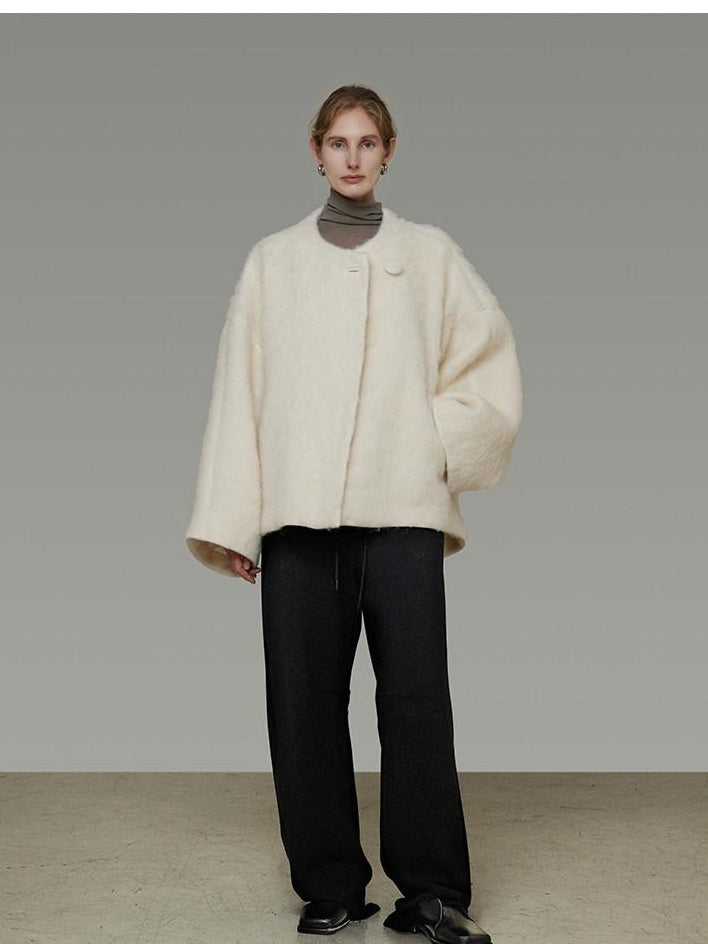 unspoken Premium Sheepswool Thick Tailored Relaxed Office One Button Wool Coats