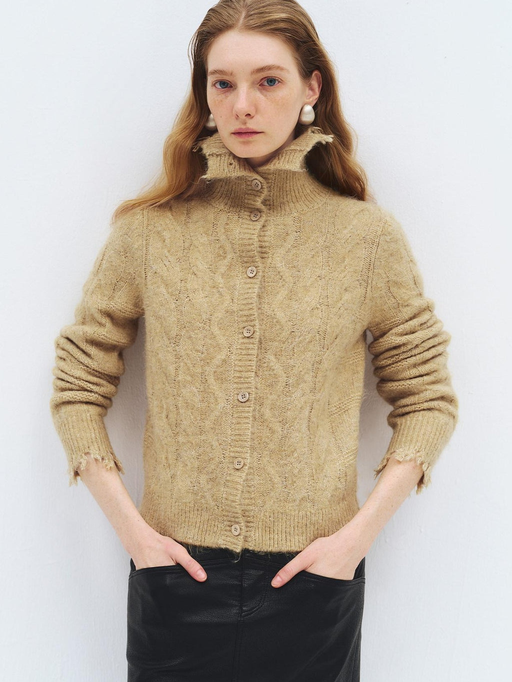 someonesometimes Soft Acrylic Long Sleeve Button Front Slim Fit Womens Mustard Yellow Cardigans