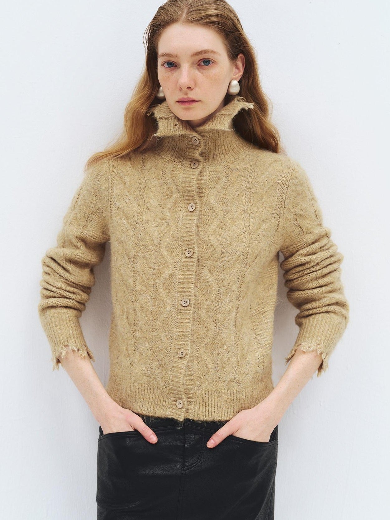someonesometimes Soft Acrylic Long Sleeve Button Front Slim Fit Womens Mustard Yellow Cardigans
