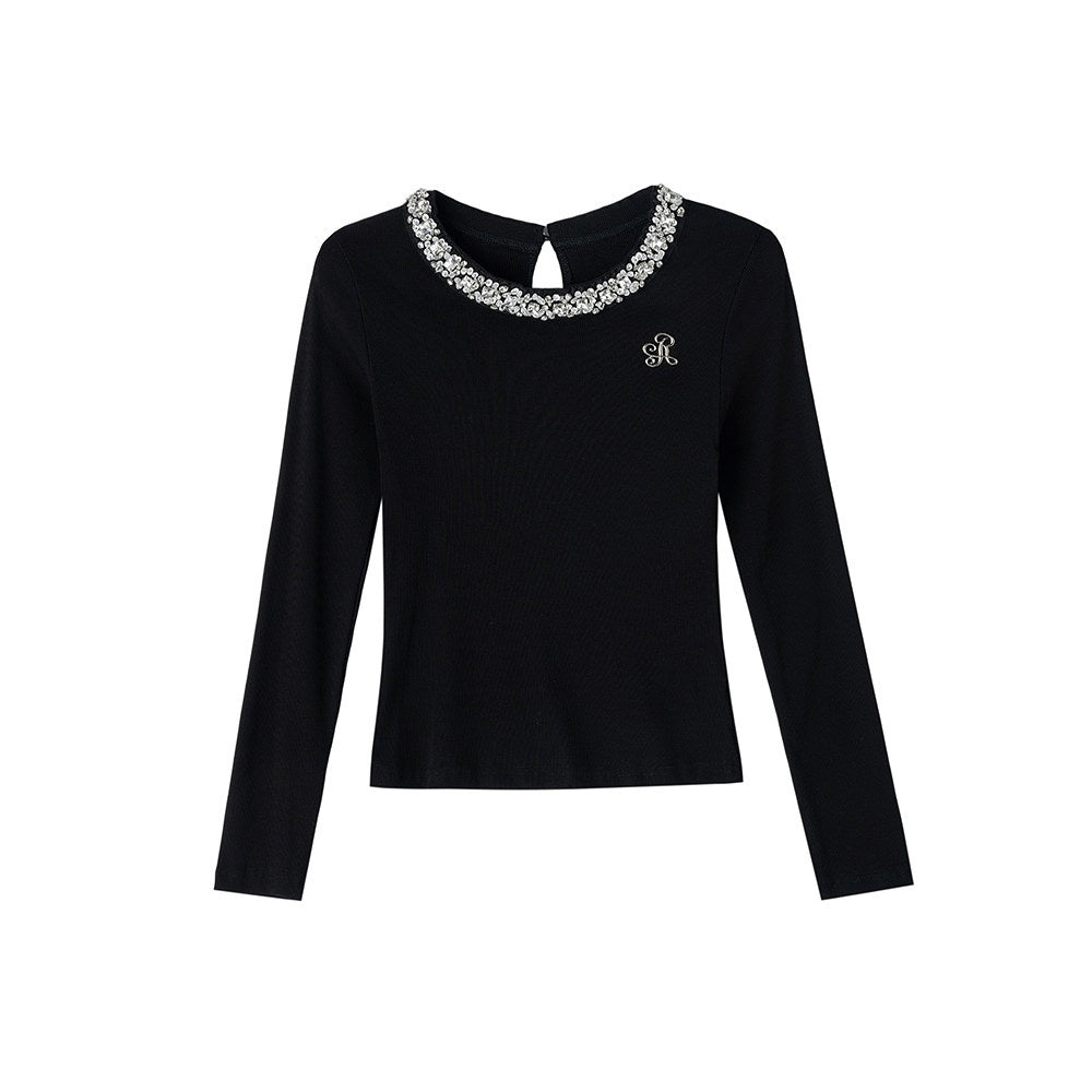 ikyou_Rhinestone_Soft_Cotton_Blend_Slim_Fit_Workwear_Black_Long_Sleeve_T-Shirts_MISSTT