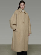 unspoken Thick Minimalist Loose Fit Structured Cut Office Light Camel Long Coats