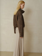 someonesometimes Stretch Polyester Vintage Loose Short Zip Women Coffee Brown Cropped Jackets