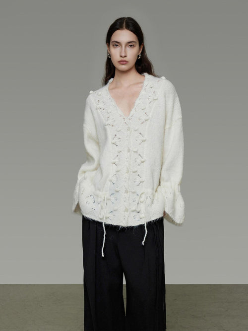 unspoken Breathable V-neck Drawstring Loose Casual Pullover Women Commuter Sweaters