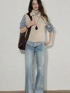 Lofi choose Soft Beige Button Front Lapel Collar Office Knit Women Cardigans