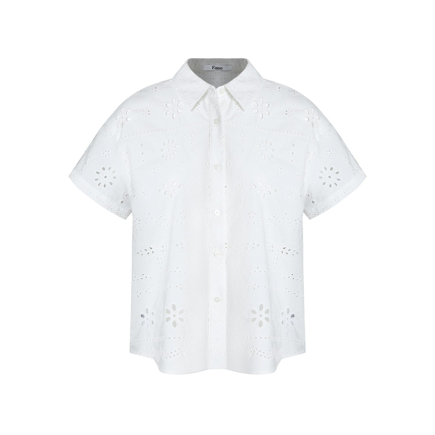 fano_Pure_Cotton_Uv_Korean_Office_Straight_Short_Sleeve_Crew_Neck_Button_Blouses_MISSTT