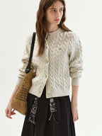 fano Thermal Embroidered Loose Fit Casual Women Long Sleeve Knit Cardigans