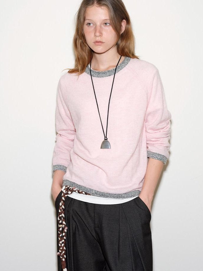 fano Wool Alpaca Blend Casual Loose Fit Crewneck Knit Pullover Longsleeve Sweaters