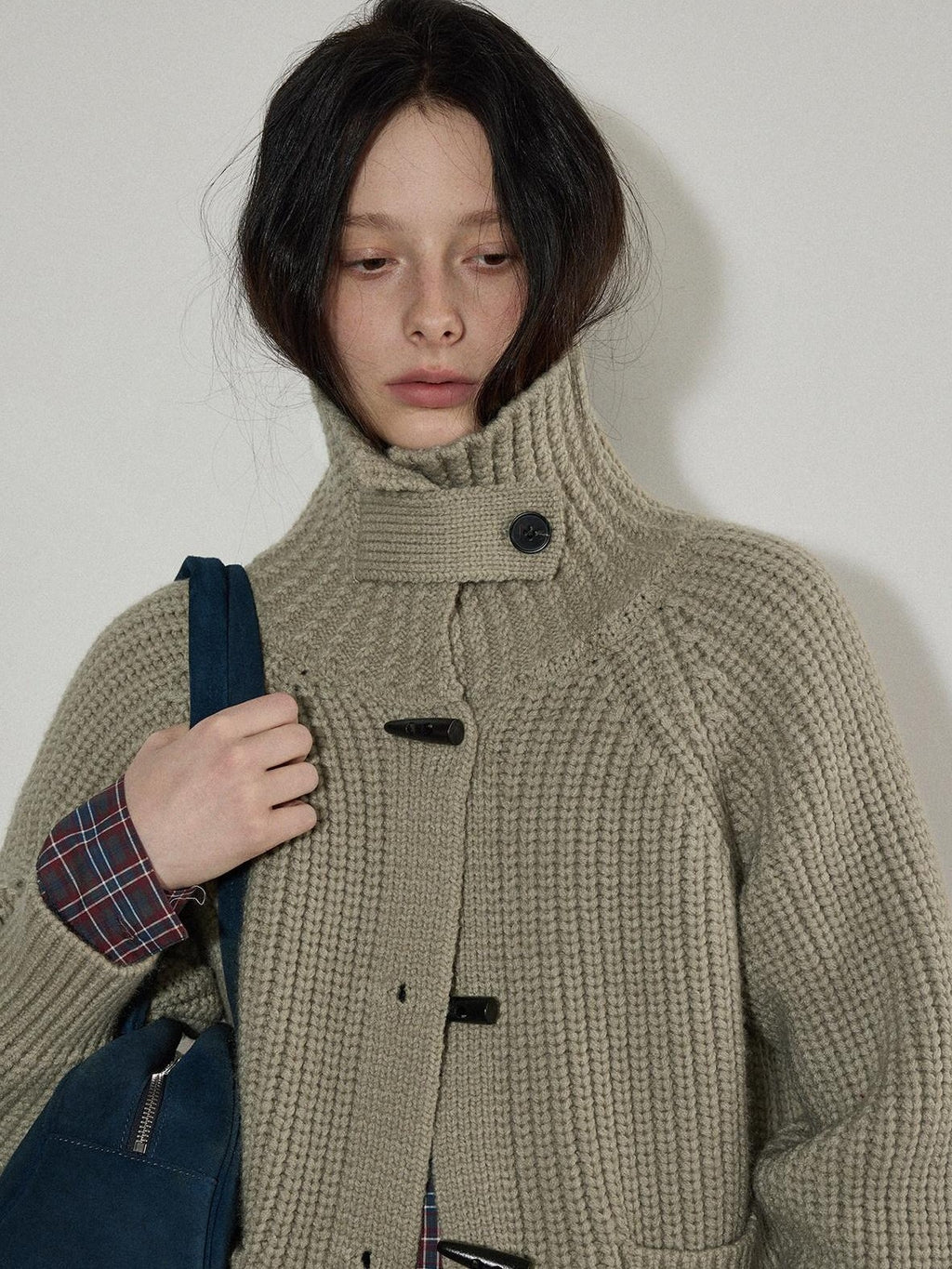 Lofi choose Warm Thick Loose Fit Workwear Button Front Long Sleeve Mid Length Knit Cardigans