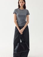fano Cooling Lyocell Blend Korean Slim Short Sleeve Tee Basic Crop Tops