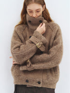 someone sometimes Alpaca Blend Casual Relaxed Double Breasted Lapel Women Dusty Camel Short Coat