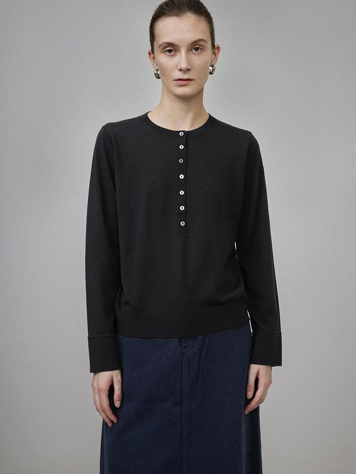 unspoken Pure Wool Minimalist Loose Pullover Crew Neck Women Knit Cardigans