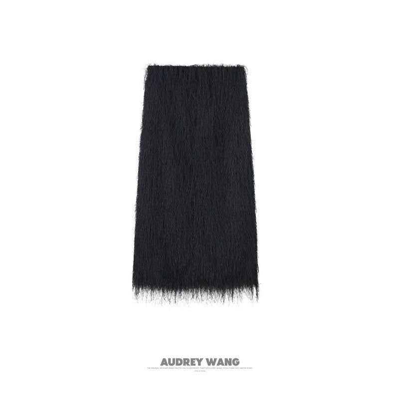 audreyyang_Lined_Fringed_Front_Slit_Straight_Midwaist_Elastic_Black_Polyester_Midi_Skirts_MISSTT