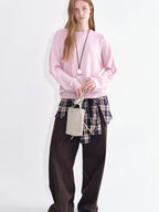 fano Breathable Pure Cotton Straight Leg Natural Waist Women Brown Sweatpants