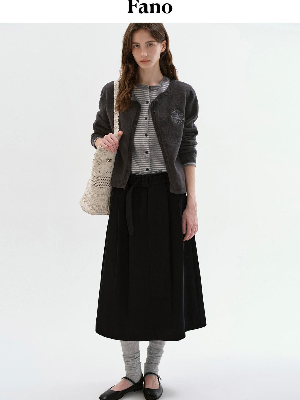 fano Shape Retaining High Waist Pleated A Line Casual Women Cotton Maxi Skirts