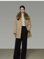 unspoken Thick Cotton Oversized Midlength Single Breasted Khaki Puffer Jackets
