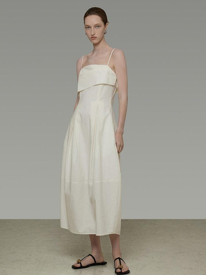 unspoken Soft Cotton High Waist A Line Irregular Hem Minimalist Workwear Maxi Dresses