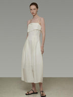 unspoken Soft Cotton High Waist A Line Irregular Hem Minimalist Workwear Maxi Dresses