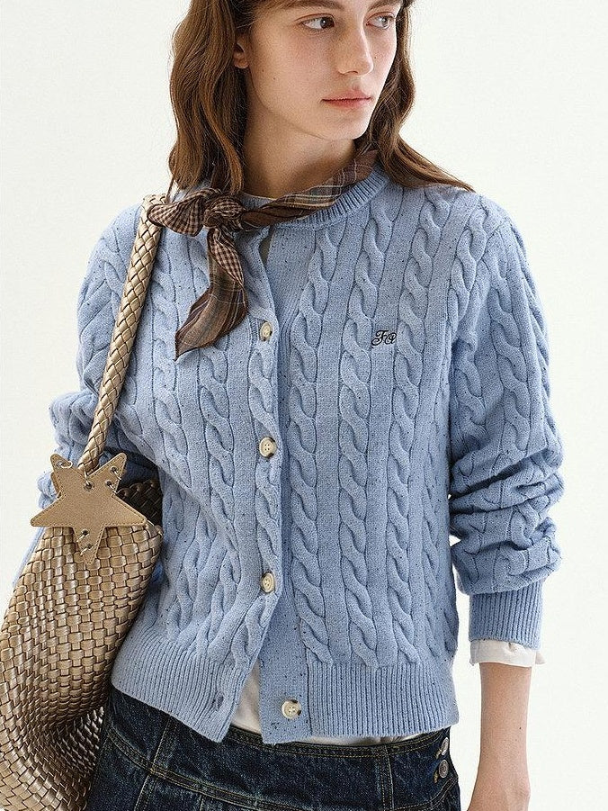 fano Thermal Embroidered Loose Fit Casual Women Long Sleeve Knit Cardigans