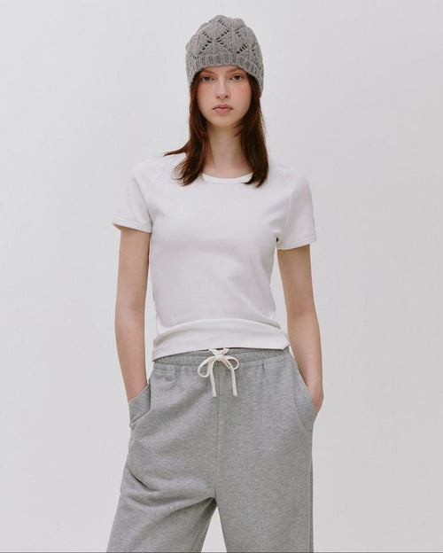 fano Breathable Cotton Lyocell Slim Cropped Korean Womens White Short Sleeve T-Shirts
