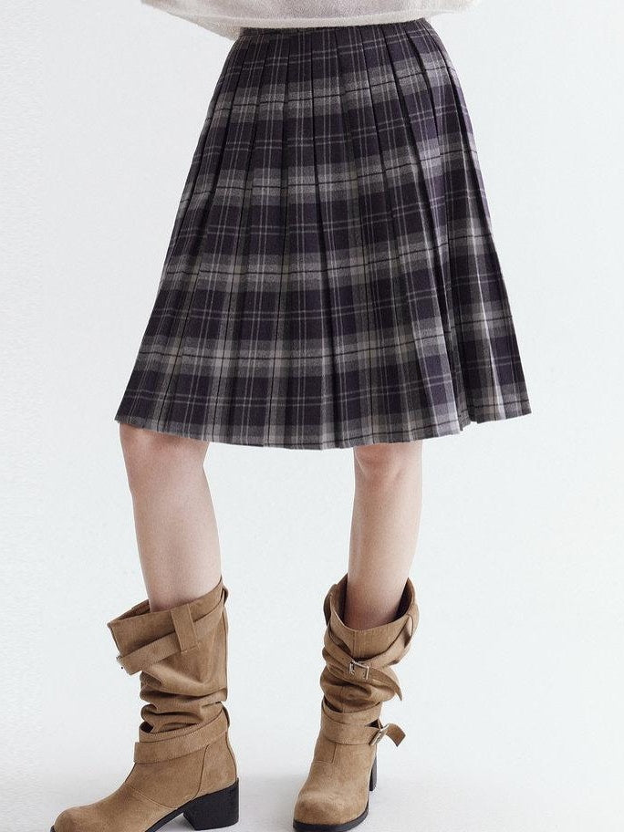 fano Pure Cotton Pleated A Line Mid Rise Classic Workwear Women Midi Skirts