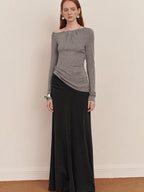 someone sometimes Lyocell Wool Blend Lightweight Asymmetric Neck Slim Casual Long Sleeve T-Shirts