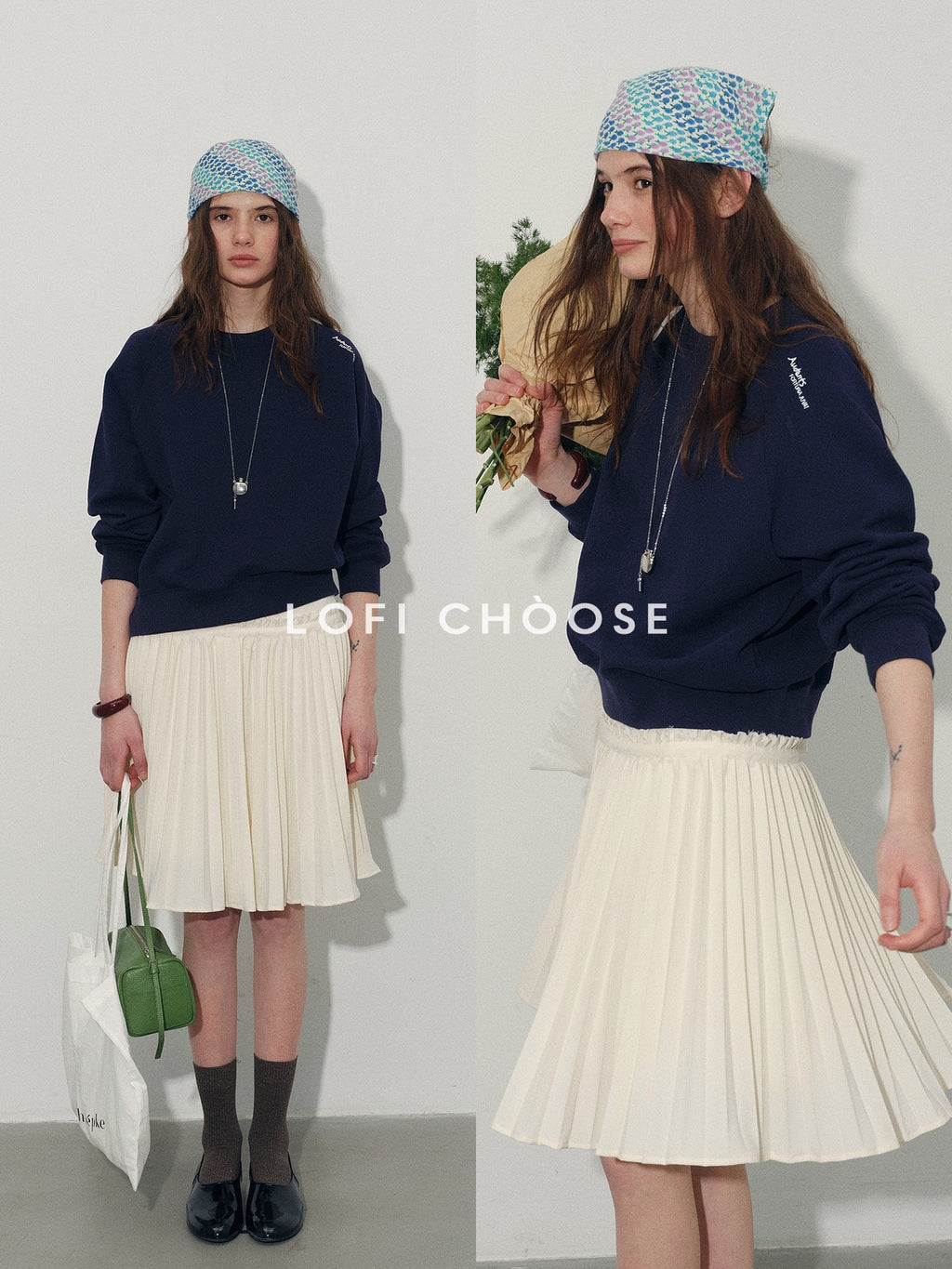 Lofi choose High Waist Pleated A Line Office Ready Women Black Ivory Polyester Mini Skirts