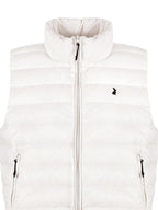 fano 90% White Duck Down Sleeveless Straight Stand Collar Zipper Beige Down Jackets