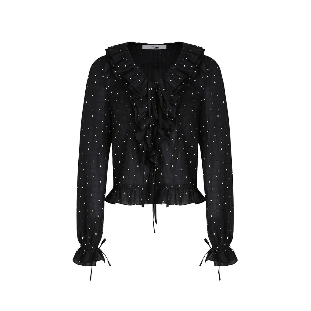 fano_Shape_Retaining_Lyocell_Korean_Slim_Fit_V-neck_Long_Sleeve_Polka_Dot_Blouses_MISSTT