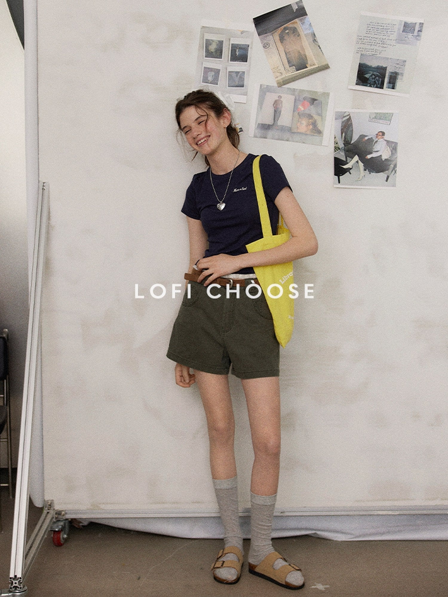 Lofi choose High Waist Distressed Loose Fit Women Zip Washed Green Mid-Length Shorts