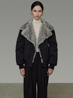 unspoken Warm Thick Fur Collar Loose Commuter Women Black Everyday Short Coat