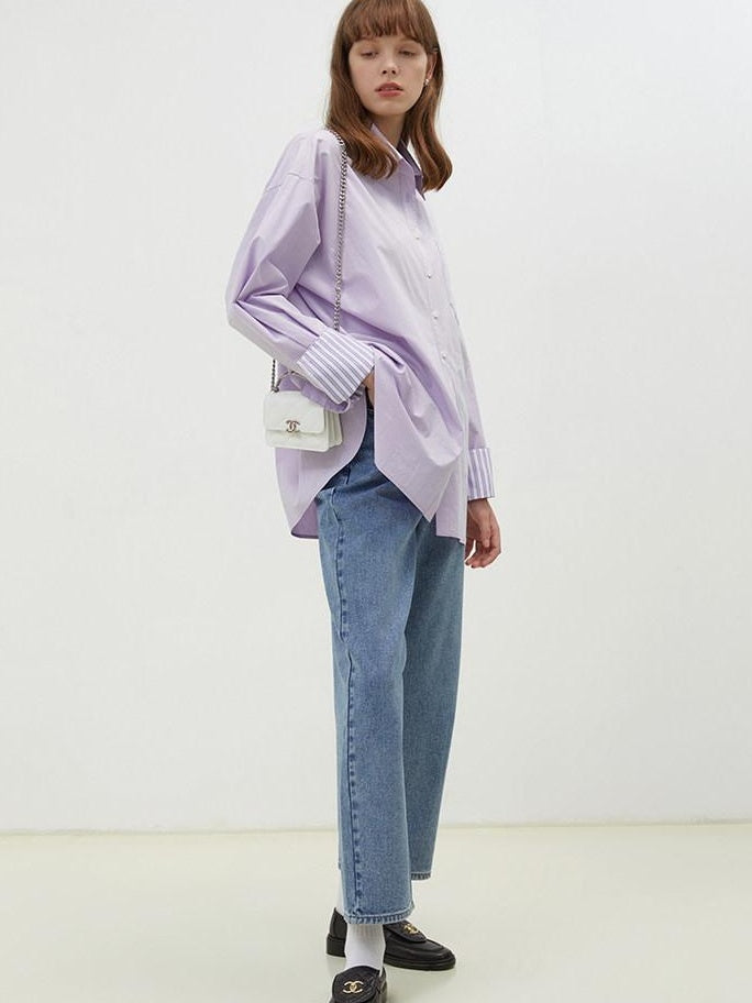 fano Skin Friendly Breathable Cotton Minimalist Loose Fit Women Button Solid Shirts