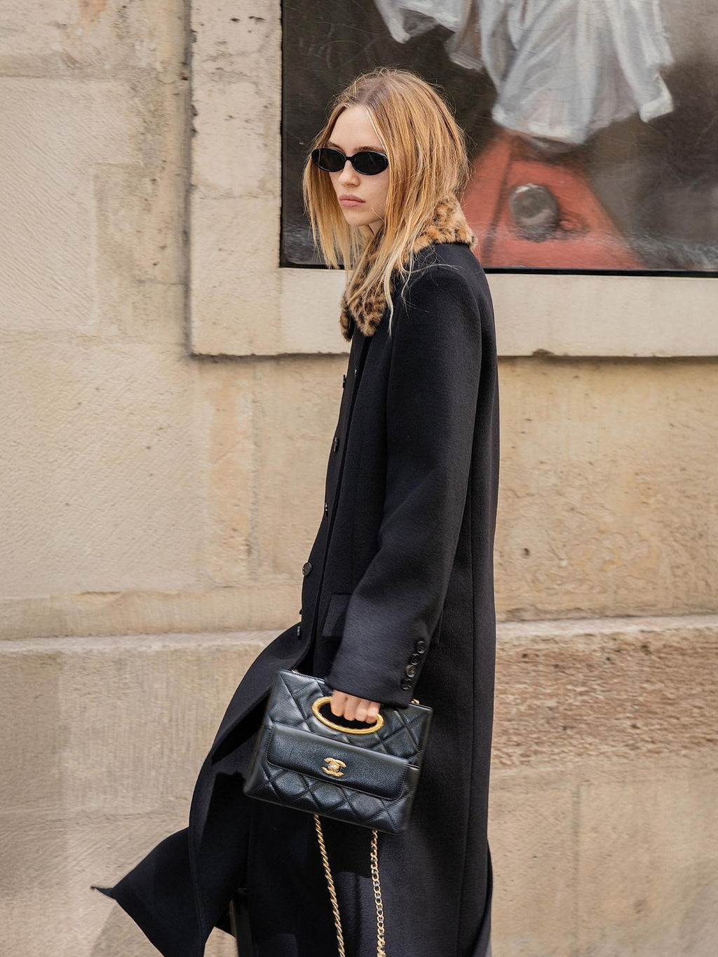 audreyyang 100% Sheep Wool Double Breasted Midlength Straight Women Black Wool Coats