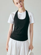 fano Soft Stretch Viscose Halter Slim Fit Office Layering Black Camisoles