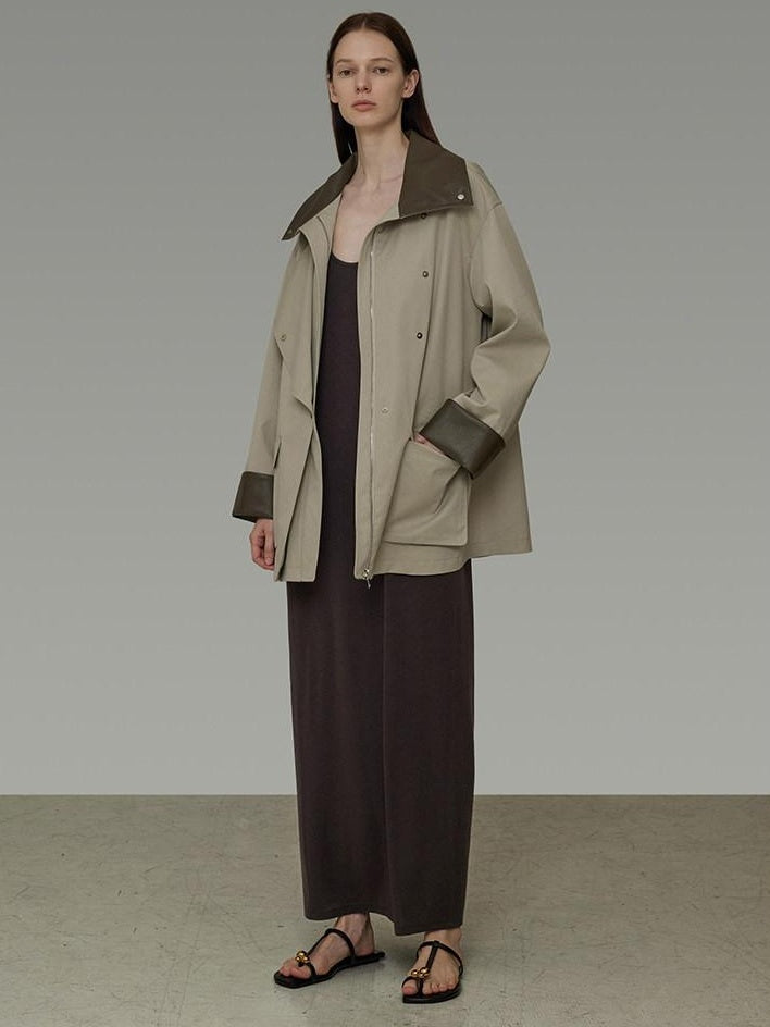 unspoken Pure Cotton Loose Mid Length Single Breasted Women Commuter Khaki Trench Coats