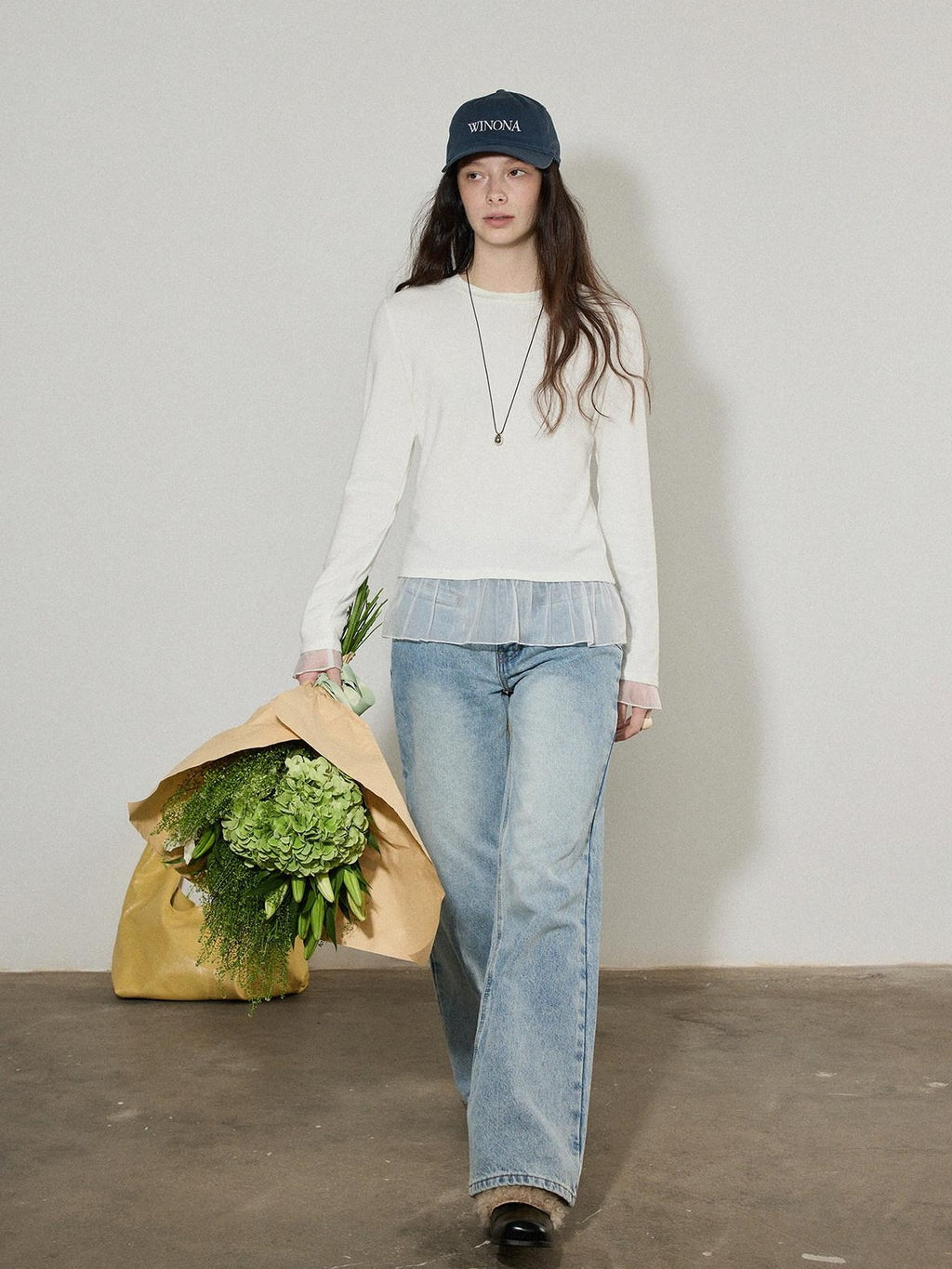 Lofi choose High Rise Vintage Wash Office Straight Detail Women Blue Flared Jeans