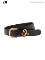 ikyou Smooth Two Layer Cowhide 3Cm Pin Buckle Slim Versatile Women Leather Belts