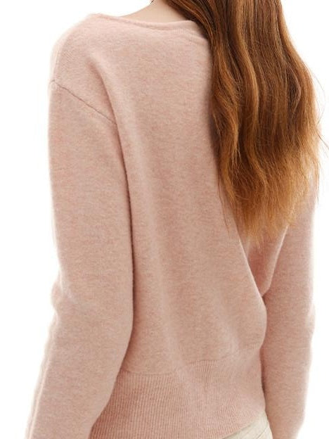 someonesometimes Soft Pink Cozy Wool Button V-neck Loose Fit Unisex Knit Cardigans