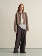 someonesometimes Wrinkle Resistant Minimal Workwear Natural Waist Women Purple Straight Pants
