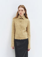 someonesometimes Soft Acrylic Long Sleeve Button Front Slim Fit Womens Mustard Yellow Cardigans