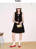 fano Linen Sleeveless A Line Bubble Natural Waist Korean Casual Women Midi Dresses
