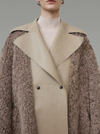 unspoken Thick Faux Fur Patchwork Oversized Simple Workwear Women Beige Brown Long Coats