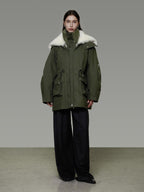 unspoken 90% White Duck Down Warm Midlength Stand Collar Women Army Green Down Jackets