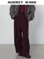 audreyyang Comfort Stretch Asymmetric Minimalist High Waist Loose Fit Women Straight Pants