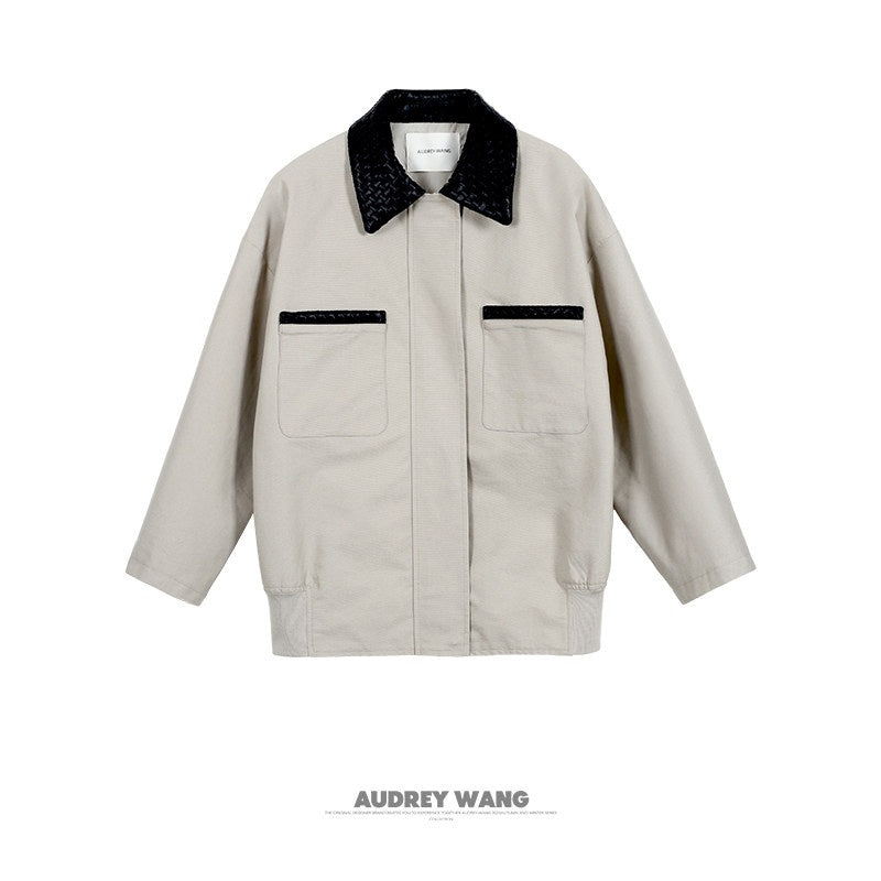 audreyyang_Lightweight_Casual_Long_Sleeve_Women_Nylon_Cotton_Light_Gray_Bomber_Jackets_MISSTT