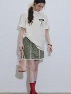 Lofi choose High Waist Floral A Line Relaxed Fit Workwear Women Coffee Green Mini Skirts