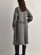 fano 100 Percent Sheep Wool Longline Minimal Commuter Straight Cut Women Wool Coats