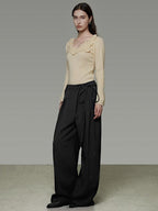 unspoken Soft Breathable V-neck Slim Fit Commuter Knitwear Bell Sleeves Women Sweaters