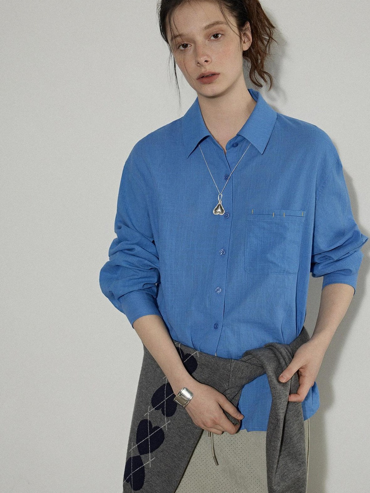 Lofi choose Pure Cotton Loose Fit Commuter Long Sleeve Collared Button Women Casual Shirts
