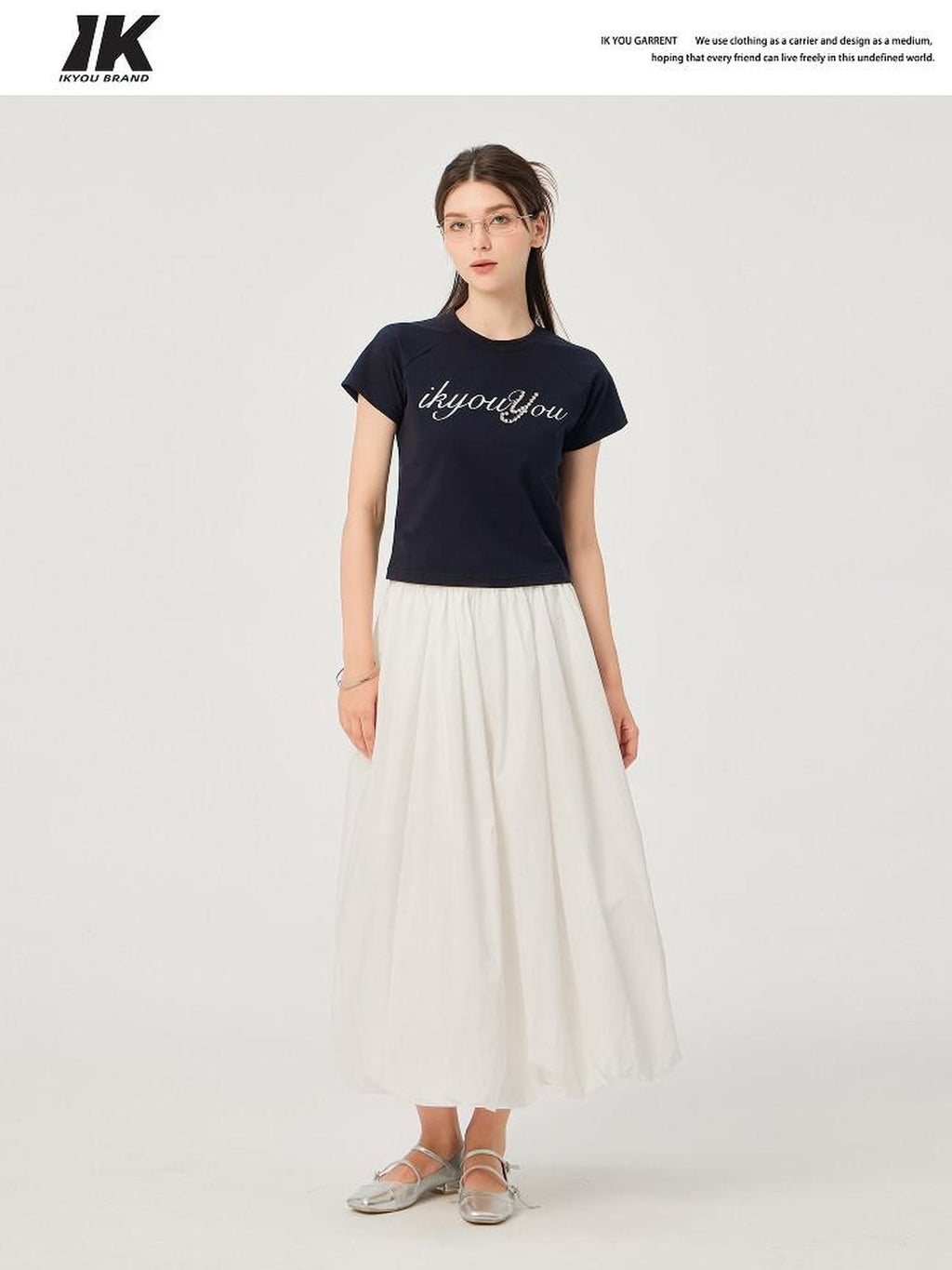 ikyou Non Deforming Lined Pocket Pleated A Line Mid Waist Casual Cotton Midi Skirts